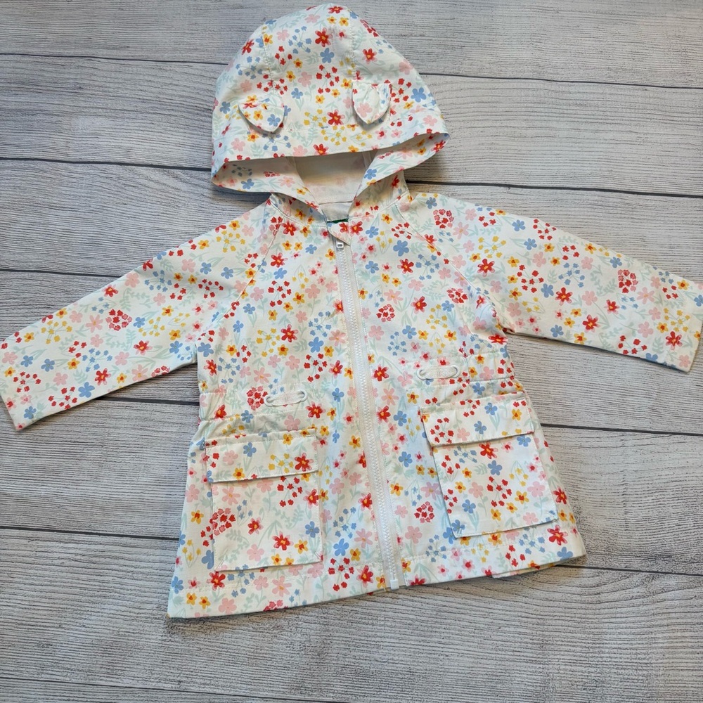 Floral Hooded Baby Rain Jacket - Lightweight